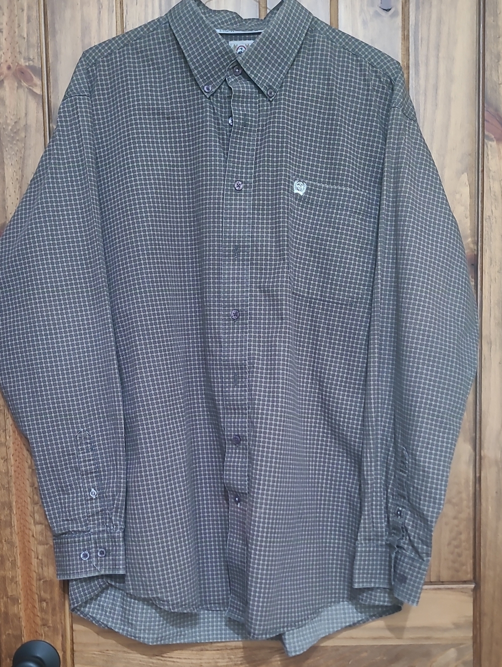 Cinch Gray and Brown Check Button-Down Shirt
